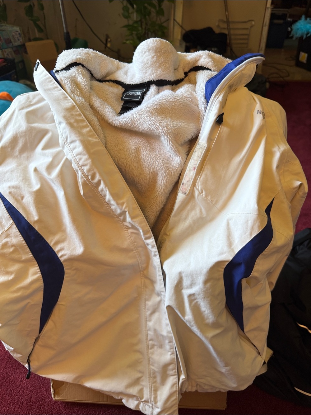The North Face Kids White Jacket with Blue Accents